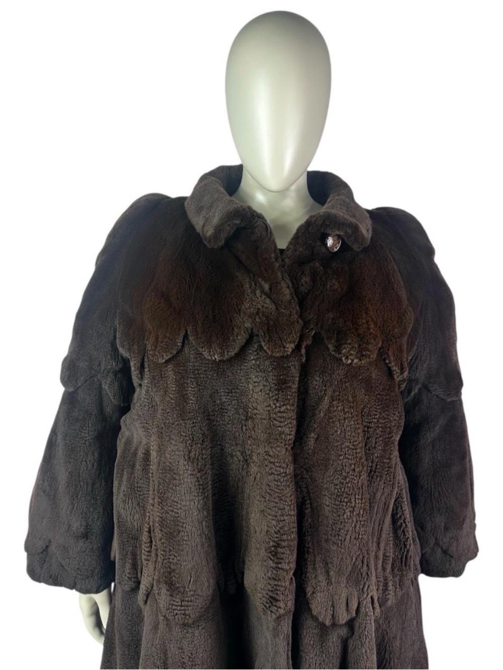 Brown SHEARED MINK 3 Tier Stroller, Size 3XL, Certified Vintage Fur w/St Bag